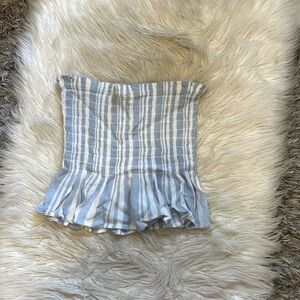 Blue & White Striped Smocked Tube Top